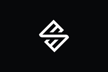 Fototapeta premium Minimal elegant monogram art logo. Outstanding professional trendy awesome artistic SM MS SW WS initial based Alphabet icon logo. Premium Business logo White color on black background