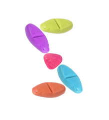 miniature drug model arrange in alphabet isolated on white background