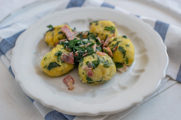 home made german home made wild garlic dumplings