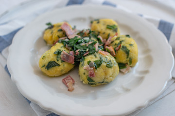 home made german home made wild garlic dumplings