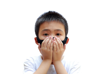 Asian boys with mask protection, COVID-19 or Virus protection concept 