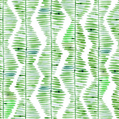 Seamless watercolor pattern of branch with leaves