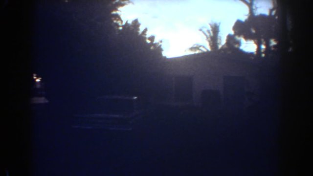 FORT LAUDERDALE FLORIDA-1967: Residence Filmed From The Road With Water Fountain And House Number Visible