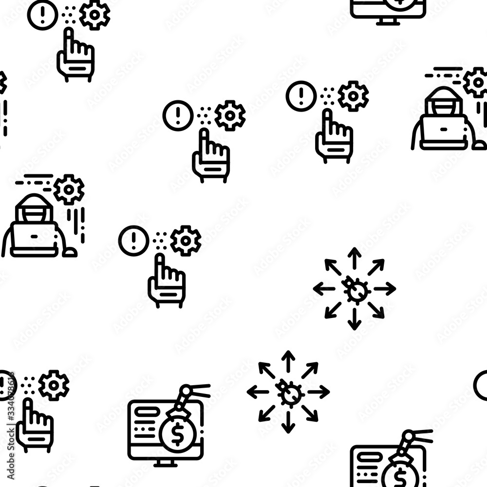 Poster pentesting software seamless pattern vector thin line. illustrations