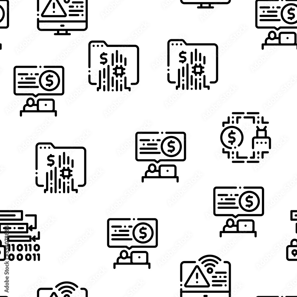 Poster pentesting software seamless pattern vector thin line. illustrations