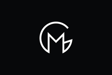 Minimal elegant monogram art logo. Outstanding professional trendy awesome artistic GM MG initial based Alphabet icon logo. Premium Business logo White color on black background - obrazy, fototapety, plakaty