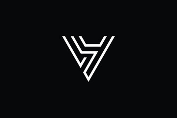 Minimal elegant monogram art logo. Outstanding professional trendy awesome artistic VY YV initial based Alphabet icon logo. Premium Business logo White color on black background