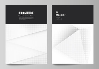 Fototapeta premium Vector layout of A4 cover mockup design template for brochure, flyer layout, booklet, cover design, book design, brochure cover. Halftone effect decoration with dots. Dotted pop art pattern decoration