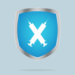 Fototapeta premium Shield with syringe. Health protection. Vector illustration design. Safety life.
