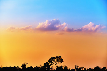 Sunset, sunrise sky morning bright, beautiful summer