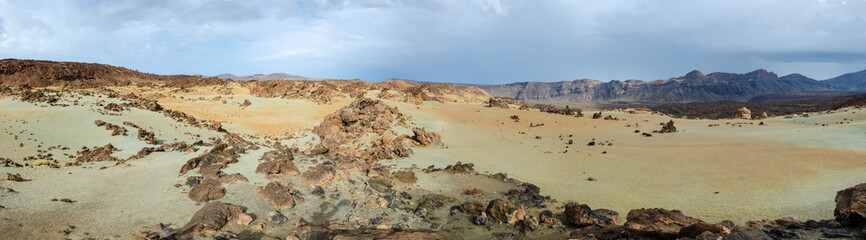 Desert landscape with rocks in the sand