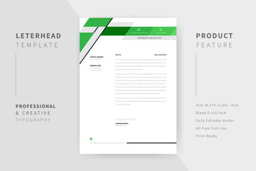 Green Color Business style letterhead Template Design.