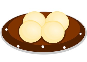 Rasgulla Bengali indian Sweet Dish Food Vector