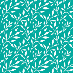 Leaves and branches pattern in turqoise color