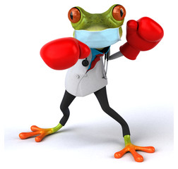 Obraz na płótnie Canvas 3D Illustration of a doctor frog with a mask
