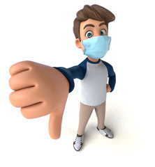 3D Illustration of a teenager with a mask