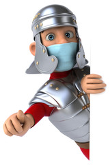 3D illustration of a cartoon character with a mask