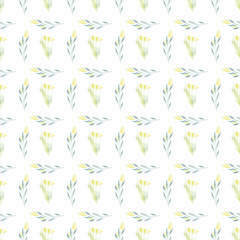 Seamless watercolor spring colorful cozy tulips pattern