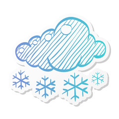 Sticker style icon - Weather overcast snowing