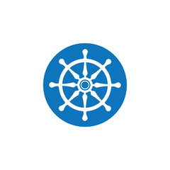 Ship wheel steering symbol vector icon