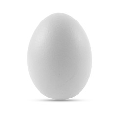 Single white chicken egg or easter egg shell, vertical isolated on white background with clipping path. soft focus and tone color