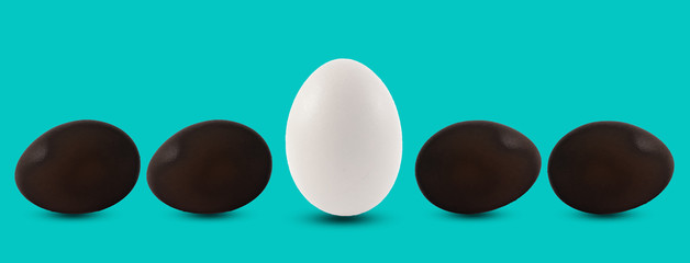 concept egg difference and ideas egg white and black color business model with business choice...