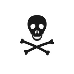 Poison danger icon. Skull and crossbones death symbol.