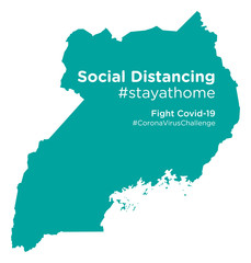 Uganda map with Social Distancing stayathome tag_korr