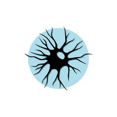 Nerve cell icon, flat sign for mobile concept and web design. Human Neuron glyph icon isolated on white background