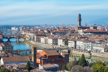 Fototapeta na wymiar magnificent view of old Florence from the height of the Piazzale Michelangelo, Tuscany, Italy