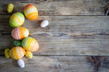 Easter eggs on wooden
