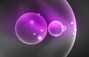 Neon shiny transparent glowing circles with light effects. Techno futuristic vector abstract background For Wallpaper, Banner, Background, Card, Book Illustration, landing page