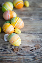Easter eggs on wooden