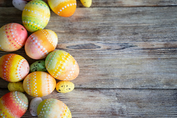 Easter eggs on wooden