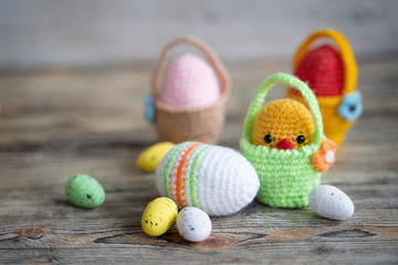 Easter eggs in baskets