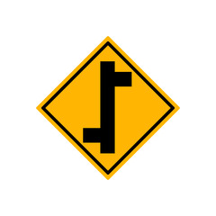 Vector Offset road junction, left and right isolated on white 