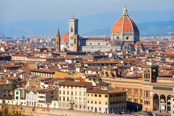 Fototapeta na wymiar magnificent view of old Florence from the height of the Piazzale Michelangelo, Tuscany, Italy