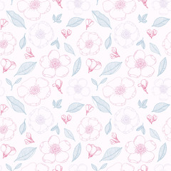 Apple tree flowers leaves vector pattern