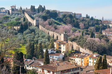 magnificent view of old Florence from the height of the Piazzale Michelangelo, Tuscany, Italy