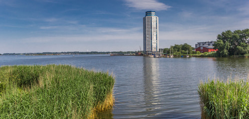Panorama of a modern apartment building at the Schlei in Schleswig, Germany