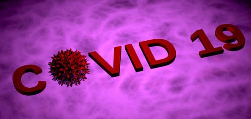 covid 3d text in digital colour background stock image