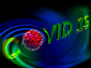 covid 3d text in digital colour background stock image