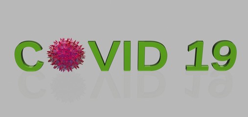 covid 19 text 3d rendering stock image