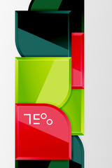 Glossy glass squares with round elements geometric composition. Abstract geometric background with 3d effect composition For Wallpaper, Banner, Background, Card, Book Illustration, landing page