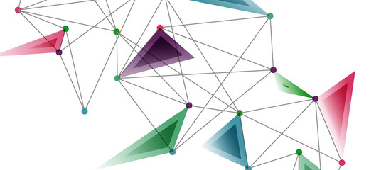 Line points connections, triangular technology design. Abstract geometric background