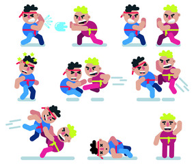 characters fight, game, flat ,icon man, cartoon