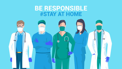 Flat Modern design Illustration of Be Responsible stay at home