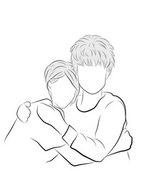 women hugging. family idyll. vector illustration.