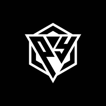 PY logo monogram with triangle and hexagon shape combination