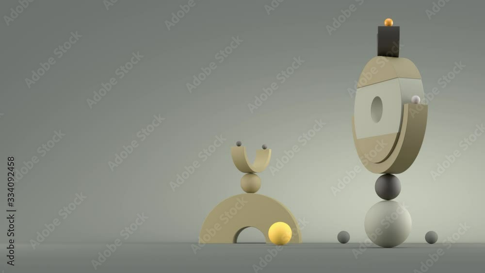 Poster 3d render background with random simple geometry shapes. soft light, roughness surfaces. pastel calm